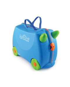 Valiza pentru copii Ride-On Terrance Trunki, Albastru, 46 cm