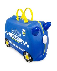 Valiza pentru copii Ride-On Masina de Politie Percy Trunki, Albastru, 46 cm