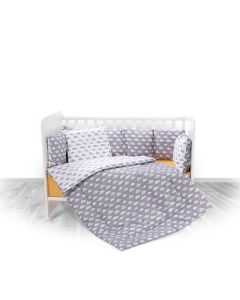 Set lenjerie pat 7 Piese Bumbac Ranforce Lorelli, Lilly Clouds Grey