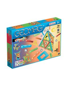 Joc de constructie magnetic Geomag Confetti, 68 piese