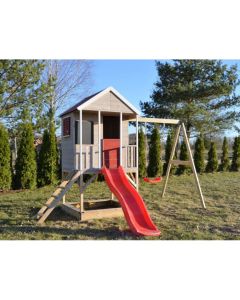 Casuta de gradina cu platforma, loc pentru nisip, tobogan, leagan, Summer Adventure House, Wendi Toys