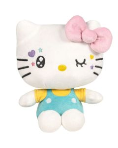 Jucarie de plus, Famosa, Hello Kitty In Your Eyes, cu salopeta vernil, 22 cm