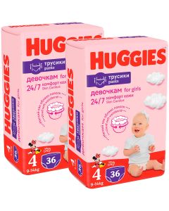 Scutece chilotel Huggies Pants Jumbo, Nr 4, Girl, 9-14 kg, 72 buc