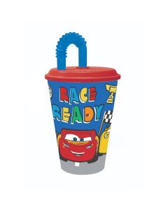 Pahar cu pai si capac, Stor, Cars, 430 ml