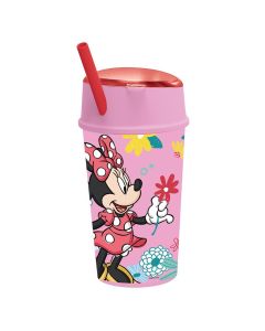 Pahar cu pai si compartiment superior, Stor, Minnie Mouse, 400 ml