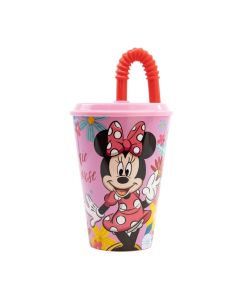 Pahar cu pai si capac, Stor, Minnie Mouse, 430 ml