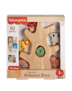 Jucarie din lemn, Fisher Price, Copac cu forme, 10 piese, HXT87