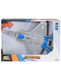 Avion Jet Fighter cu lumini si sunete, Maxx Wheels, 1:16, Albastru