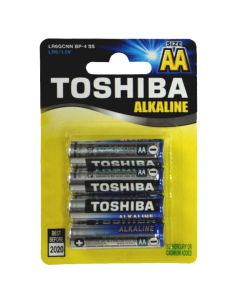 Set 4 baterii alcaline Toshiba, R6, Blu Line, AA